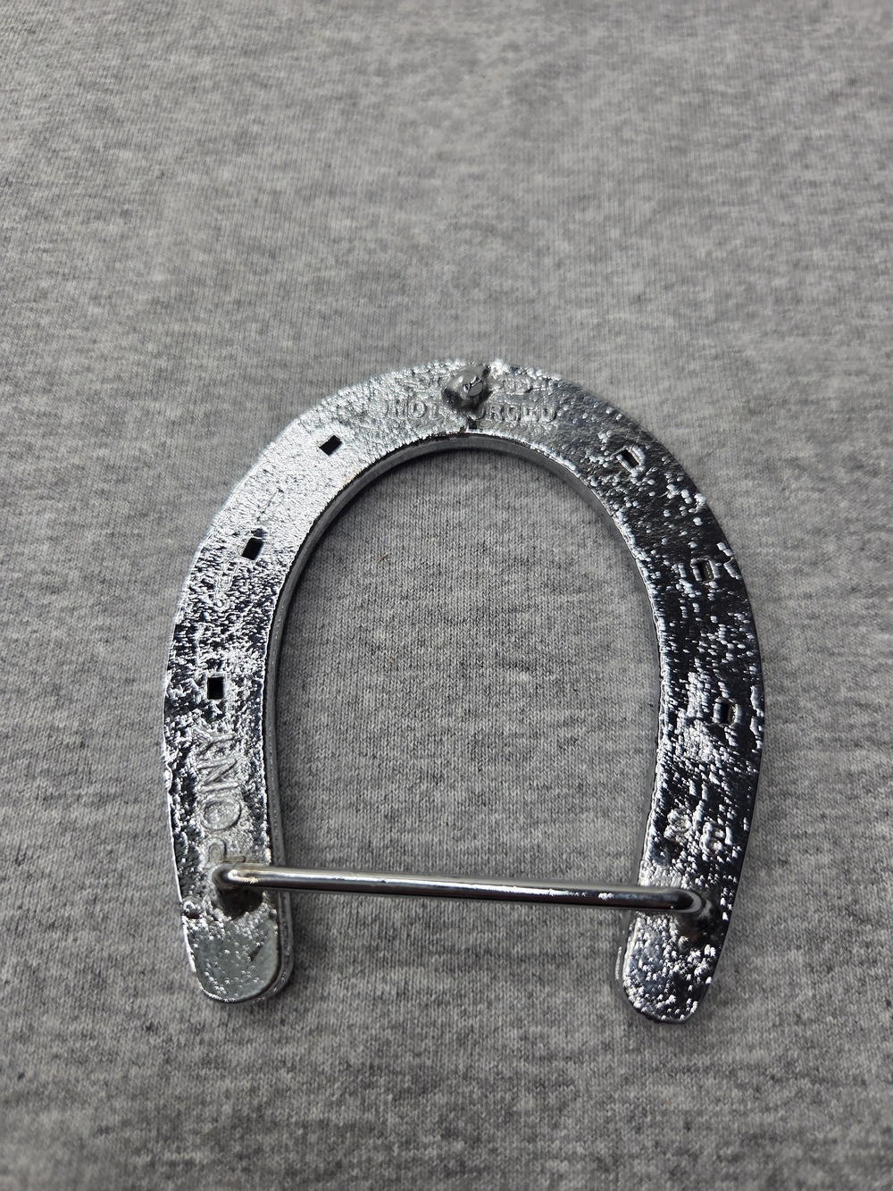 Vintage Diamond Hot Forged Horseshoe Figural Chrome Belt Buckle Equestrian - Picture 8 of 8